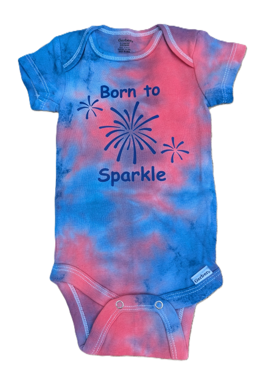 Born to Sparkle: Red, White and Blue -Tie Dye Onesies