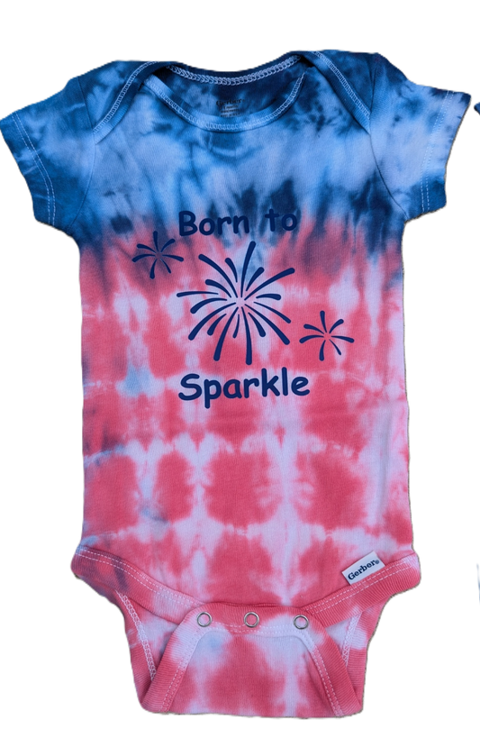 Born to Sparkle: Red, White and Blue -Tie Dye Onesies