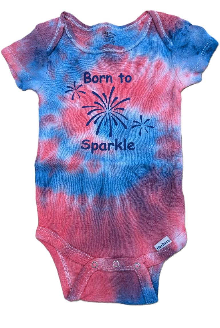 Born to Sparkle: Red, White and Blue -Tie Dye Onesies