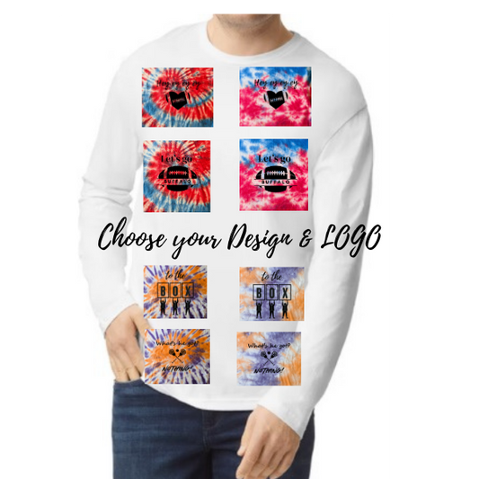Unisex LONG SLEEVED Tee - Buffalo Fan Tie Dye - WITH LOGO - Tumble into Love