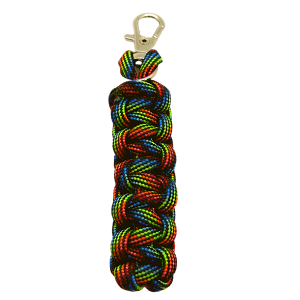 Zipper Pull - Jazzy Rainbow, which has a black background, highlighting the red, orange, yellow, blue, green rainbow colors
