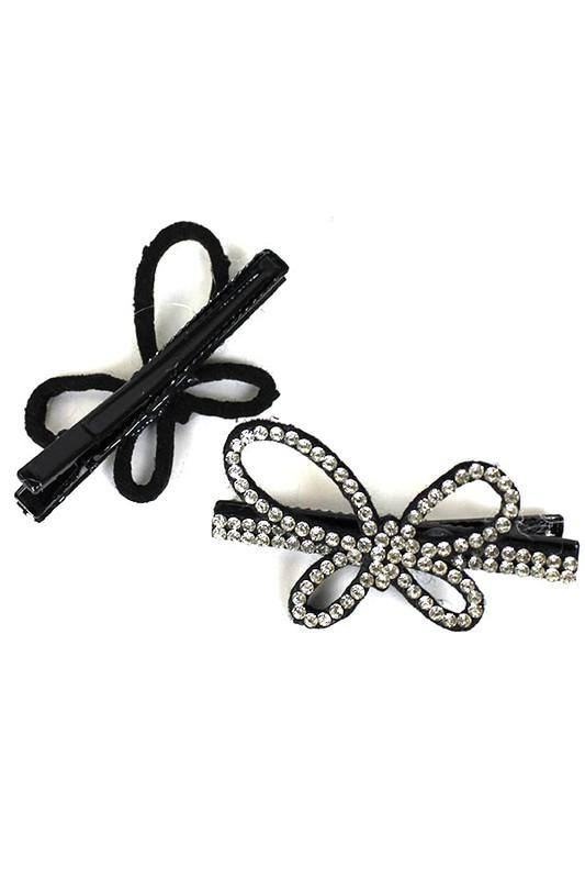 Image showing butterfly rhinestone clip, and a second image of the backside, which is black.