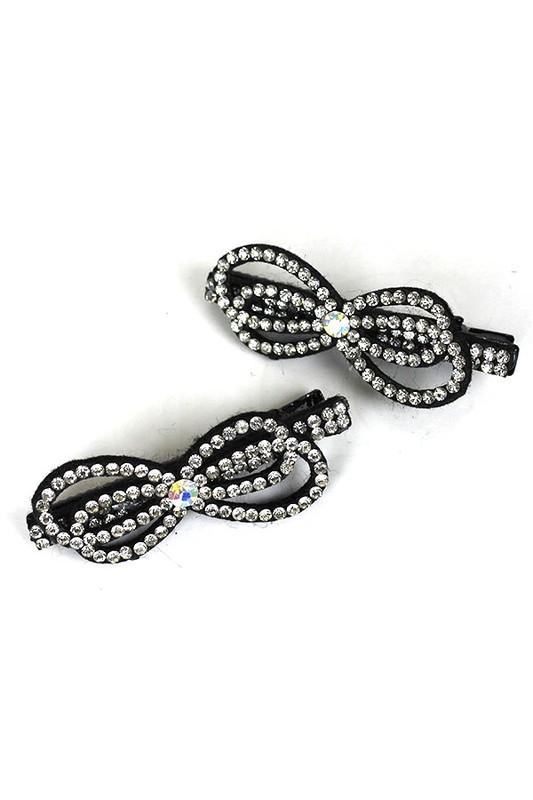 Bow style rhinestone clips (set of 2 shown)