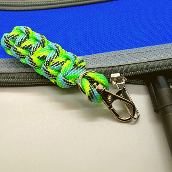 Up close image of zipper pull on a pencil case zipper